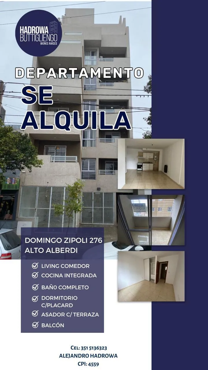 Departamento en Alquiler de 1 dormitorio en Alberdi con Amenities.