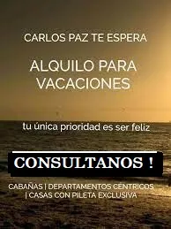 ALQUILO CASA POR DIA para vacaciones EN CARLOS PAZ INMEJORABLE PRECIO