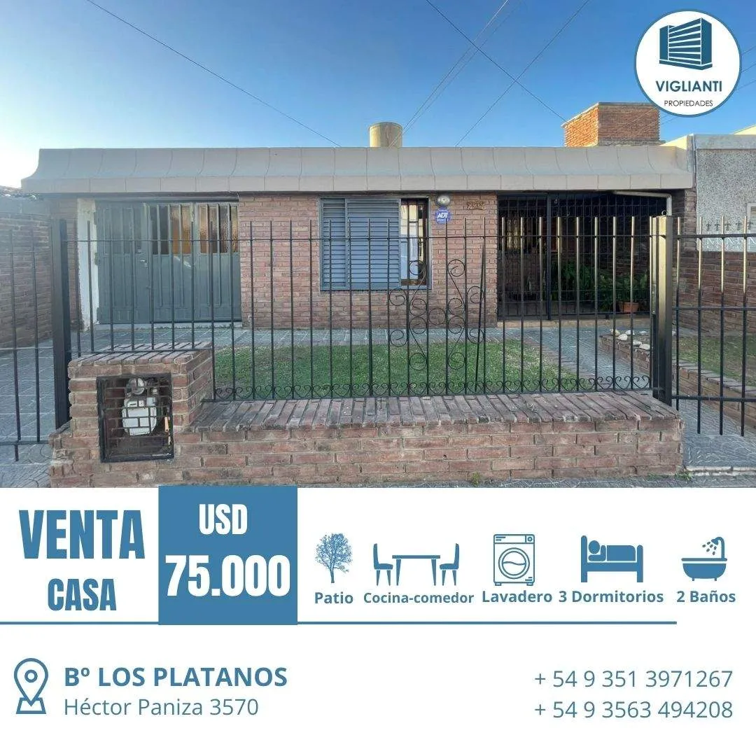 VENTA CASA - APTO CREDITO HIPOTECARIO- LOS PLATANOS