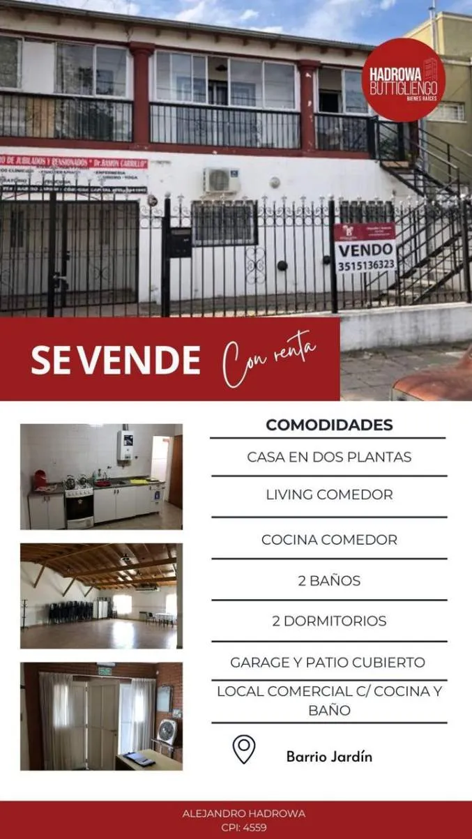 Casa en Venta en 2 plantas en Barrio Jardin - Con Renta
