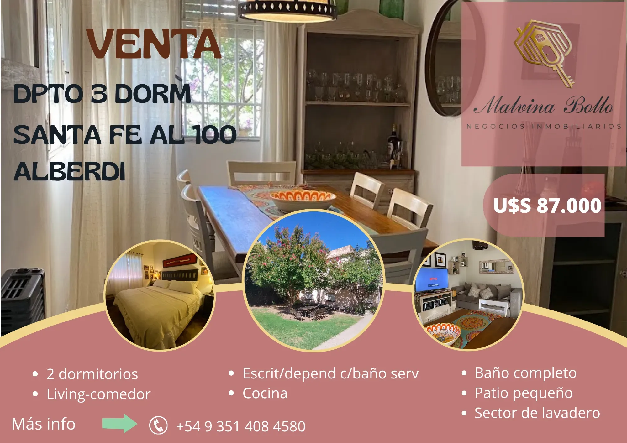 ¡ES TUYO! VENTA Dpto 3 Dorm Alberdi