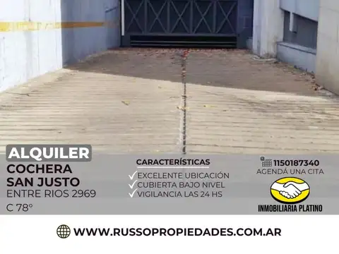 Cochera en Alquiler en San Justo, Partido de La Matanza