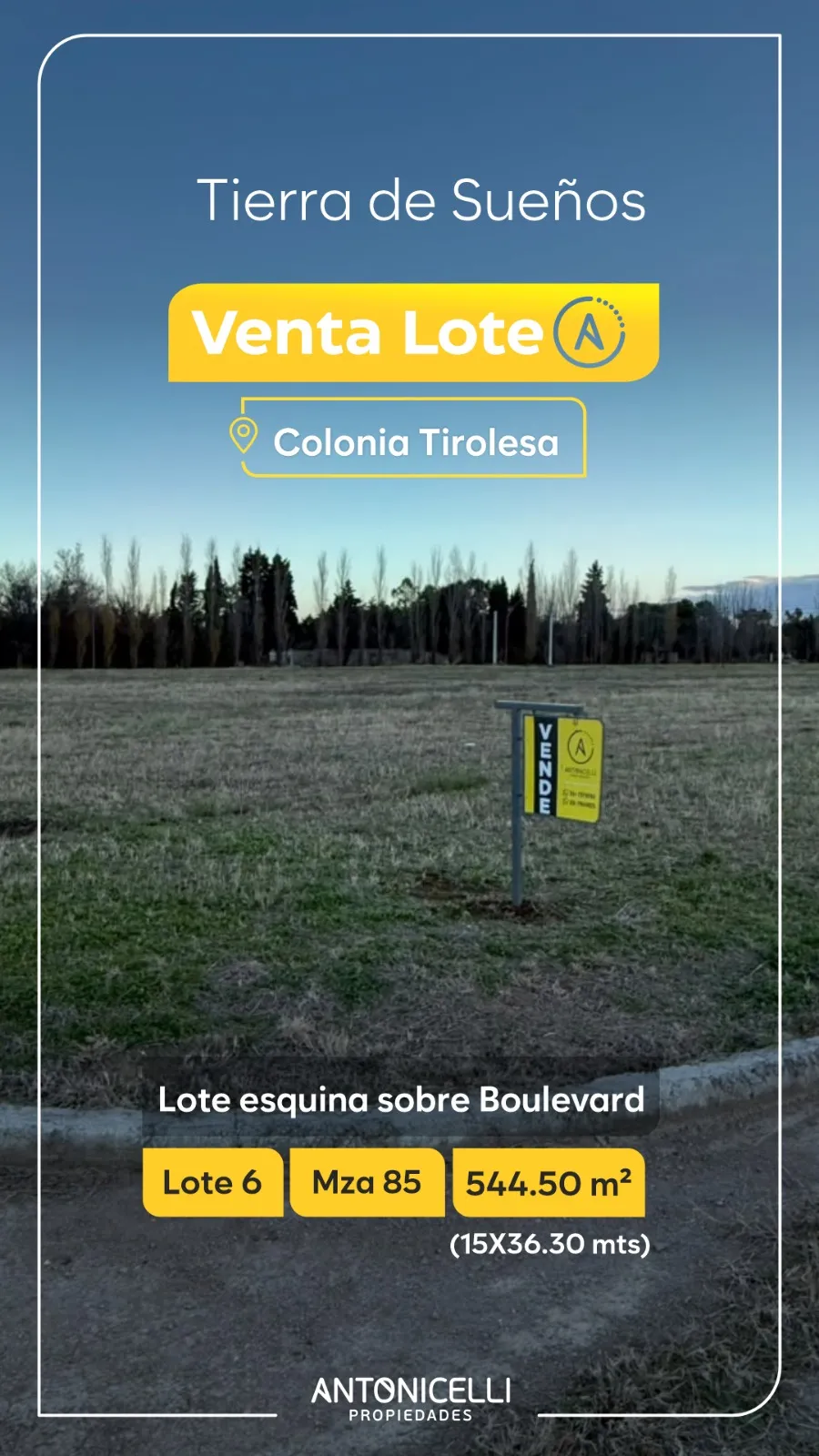 LOTE EN VENTA - B° TIERRA DE SUEÑOS- COLONIA TIROLESA