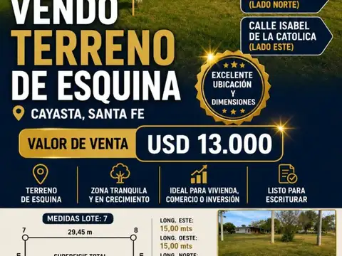 Terreno en Venta en Cayasta, Garay