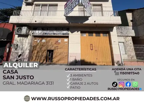 Casa en Alquiler en San Justo, Partido de La Matanza