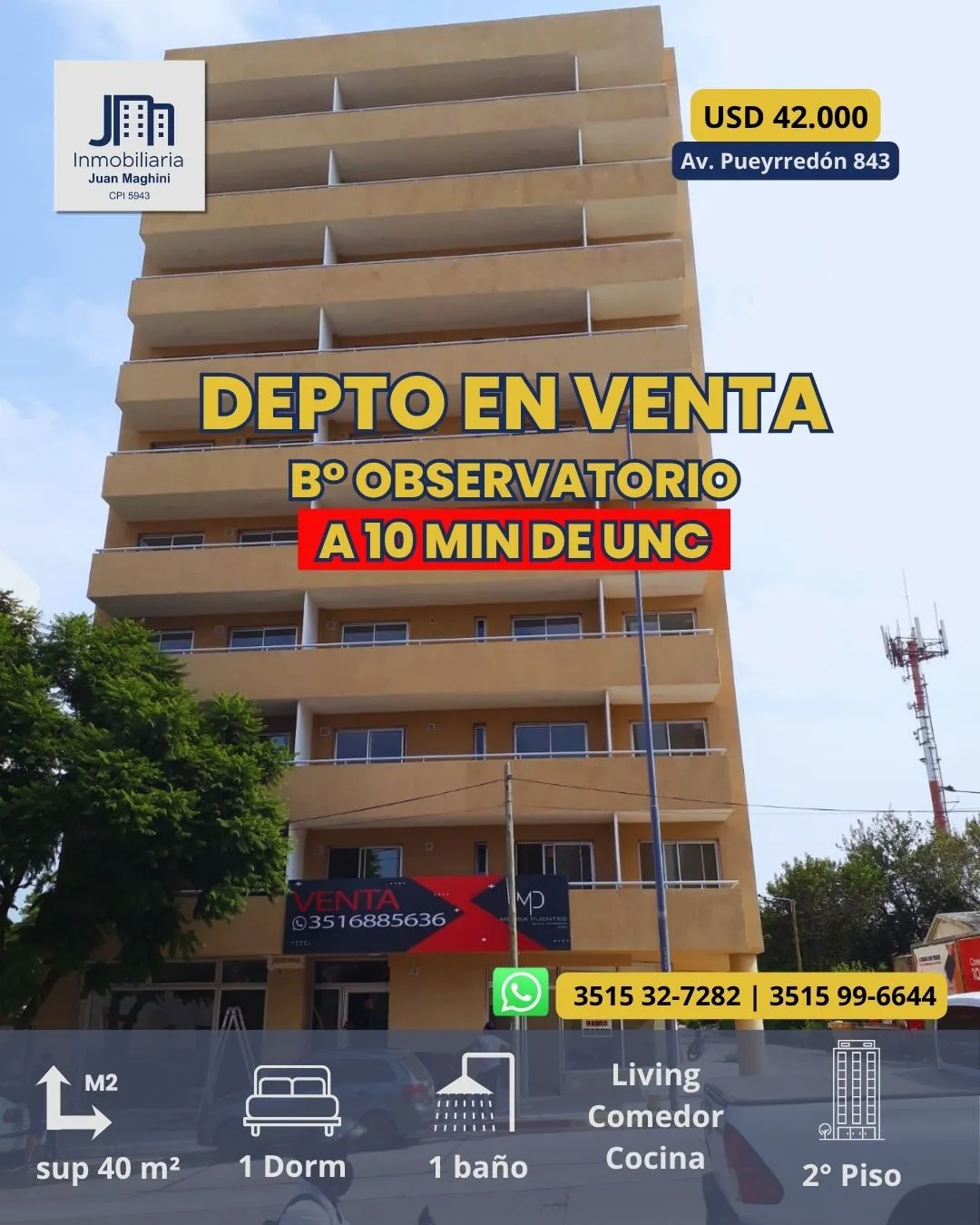 VENTA DEPTO Av Pueyrredón esq Artigas | 1 DORMI | 1 BAÑO