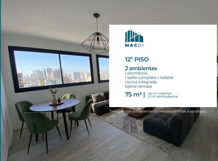 Departamento · 54m² · 2 Ambientes · 1 Cochera