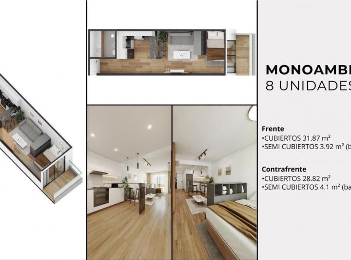 Departamento · 31m² · 1 Ambiente · 1 Cochera