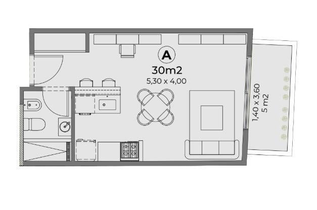 Departamento · 30m² · 1 Ambiente