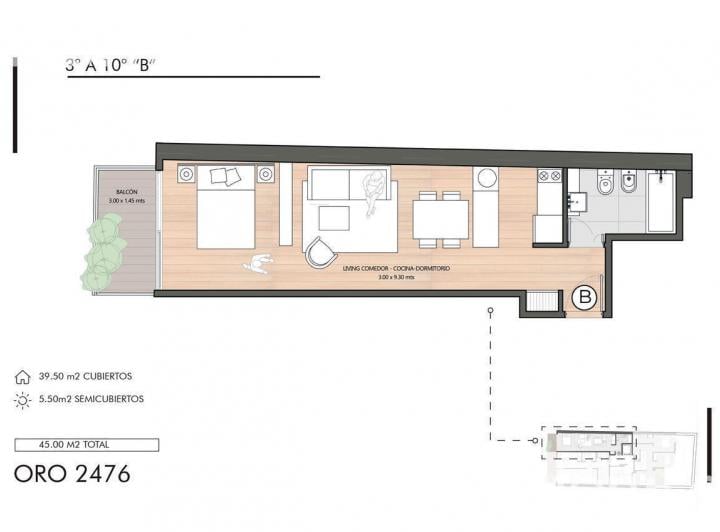 Departamento · 39m² · 1 Ambiente
