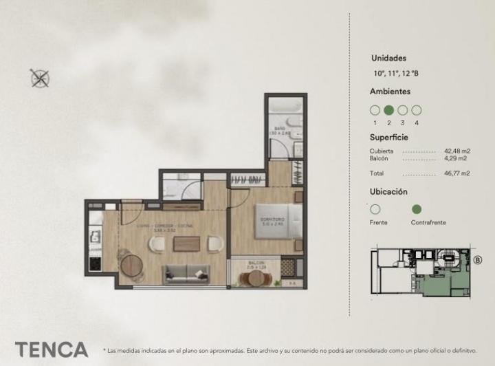 Departamento · 42m² · 2 Ambientes