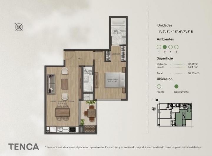 Departamento · 52m² · 2 Ambientes