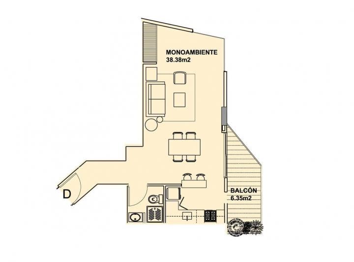 Departamento · 38m² · 1 Ambiente