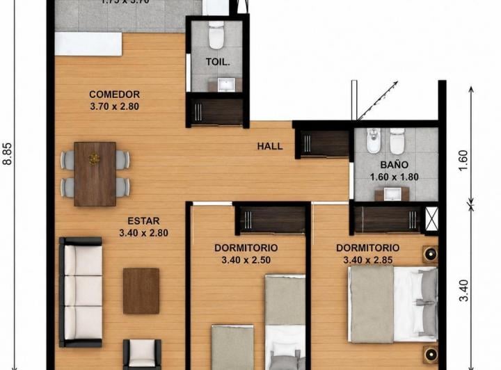 Departamento · 62m² · 3 Ambientes