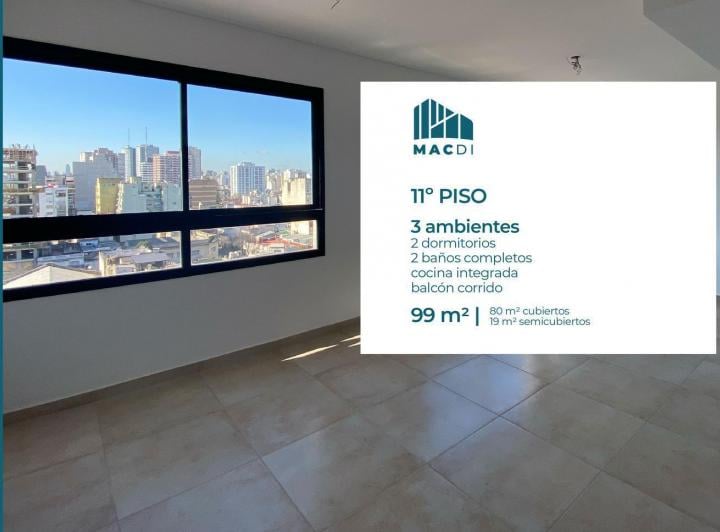 Departamento · 80m² · 3 Ambientes · 1 Cochera
