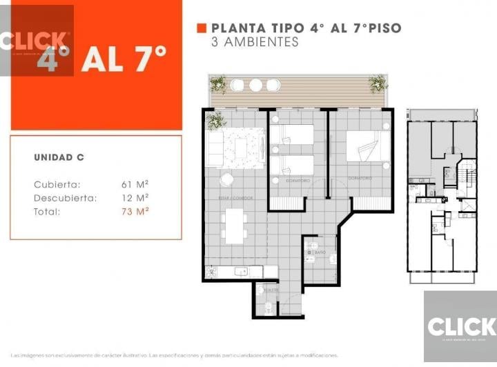 Departamento · 61m² · 3 Ambientes