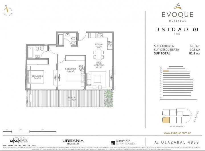 Departamento · 62m² · 3 Ambientes