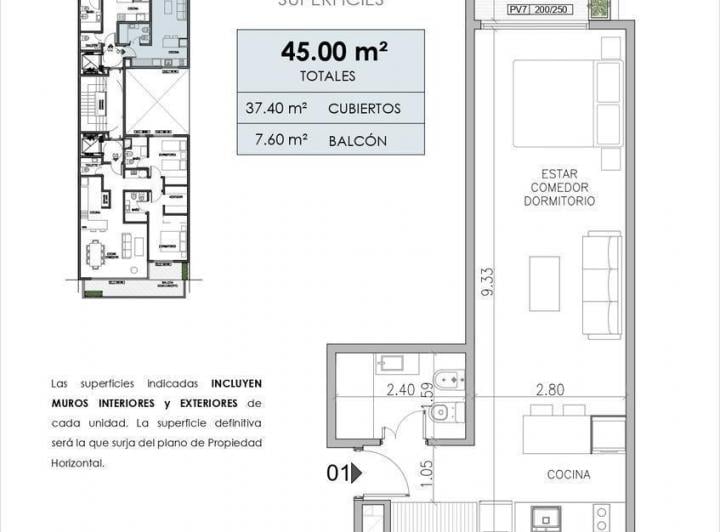Departamento · 38m² · 1 Ambiente