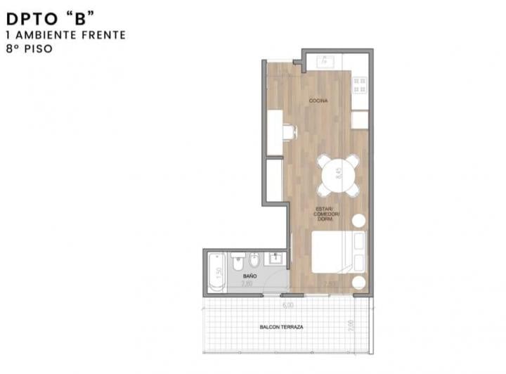Departamento · 35m² · 1 Ambiente