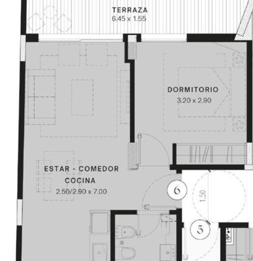 Departamento · 42m² · 2 Ambientes