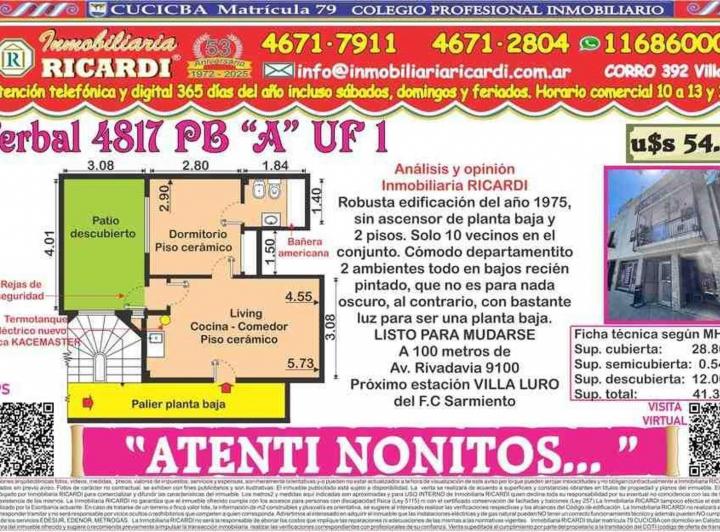 Departamento · 29m² · 2 Ambientes