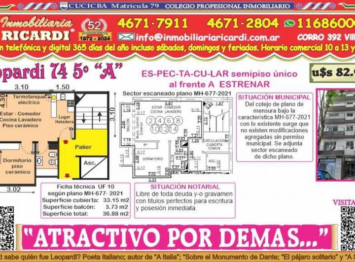 Departamento · 33m² · 2 Ambientes