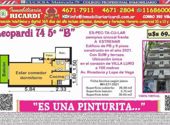 Departamento · 27m² · 2 Ambientes