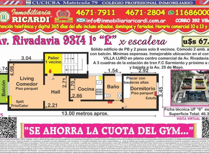 Departamento · 44m² · 2 Ambientes