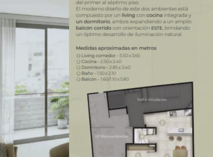 Departamento · 50m² · 2 Ambientes