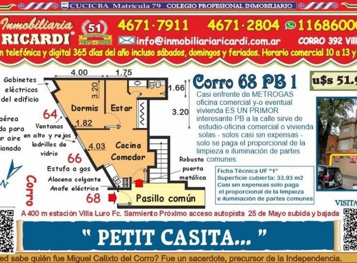 Departamento · 33m² · 2 Ambientes