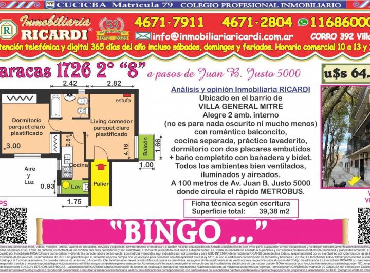 Departamento · 37m² · 2 Ambientes