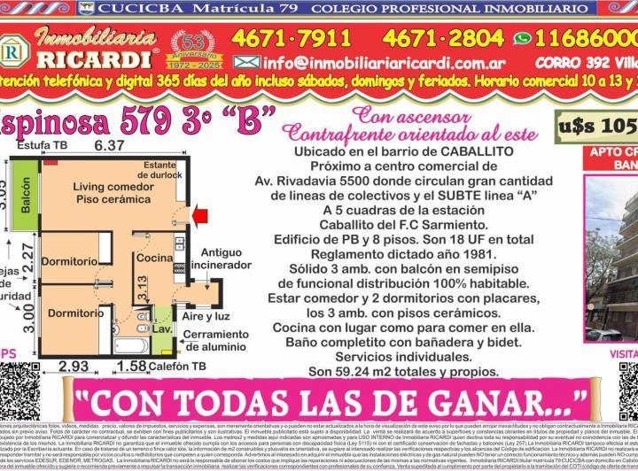 Departamento · 55m² · 3 Ambientes