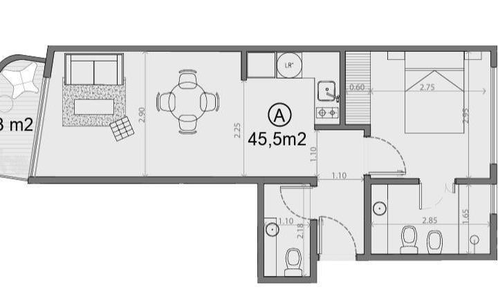Departamento · 45m² · 2 Ambientes