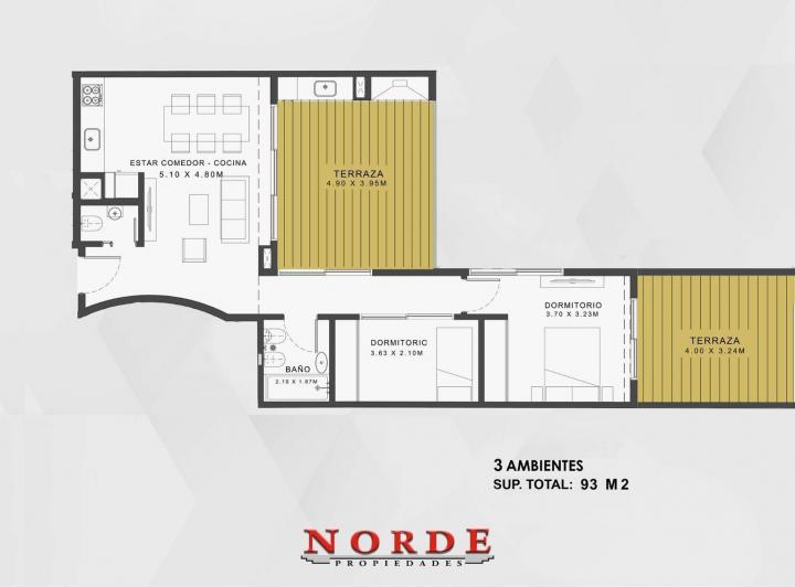 Departamento · 61m² · 3 Ambientes
