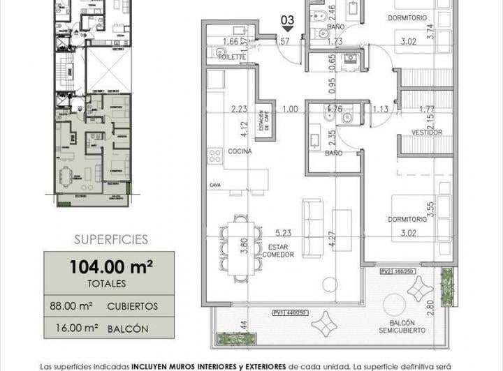 Departamento · 88m² · 3 Ambientes
