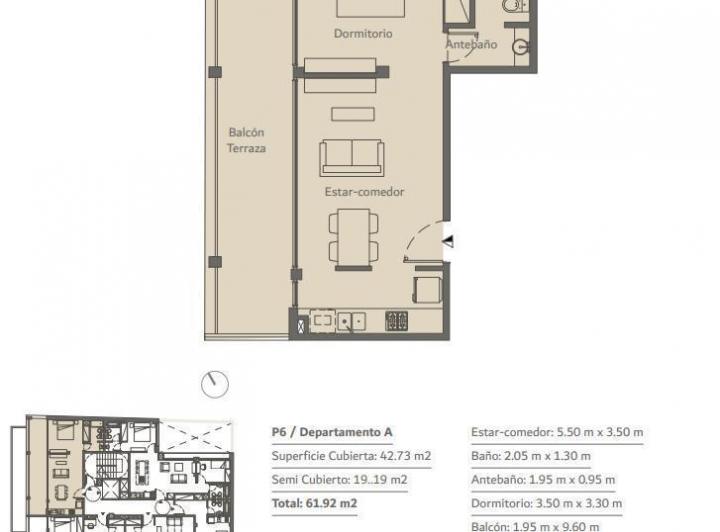 Departamento · 43m² · 2 Ambientes