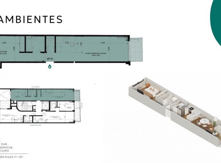 Departamento · 44m² · 2 Ambientes