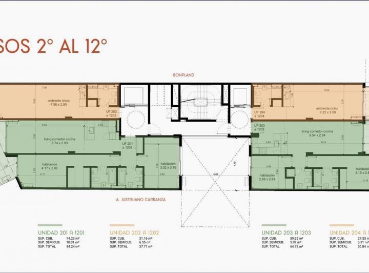 Departamento · 74m² · 3 Ambientes