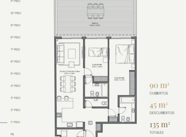 Departamento · 90m² · 3 Ambientes