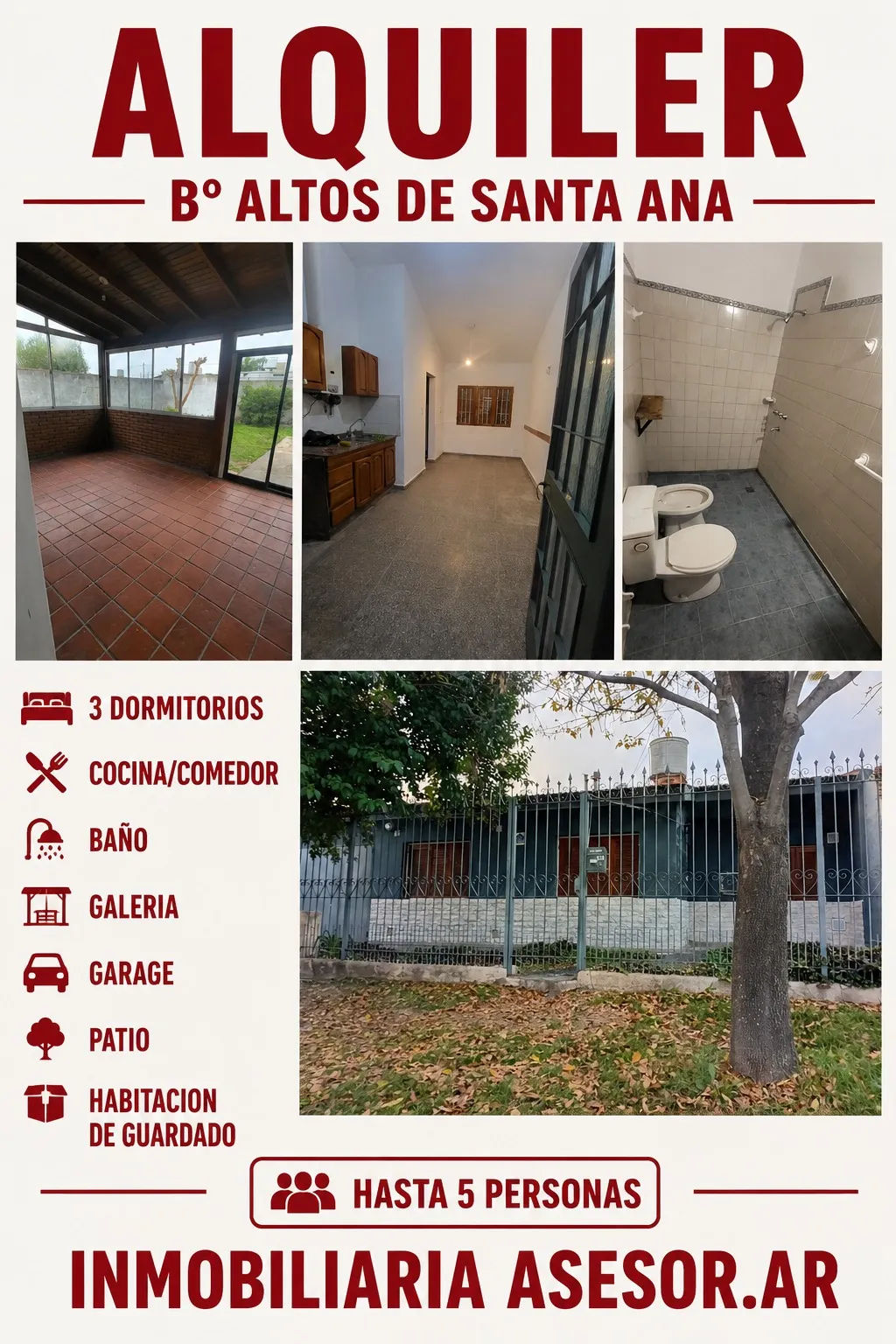 CASA 3 DORM. Con patio y cochera