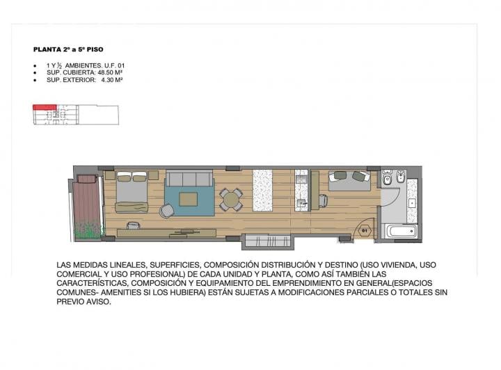 Departamento · 48m² · 1 Ambiente