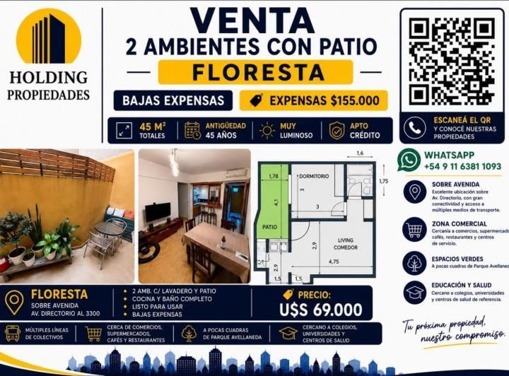 Departamento · 35m² · 2 Ambientes