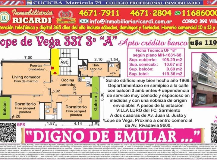 Departamento · 108m² · 4 Ambientes