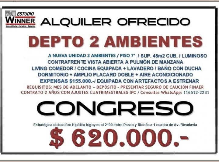 Departamento · 45m² · 2 Ambientes