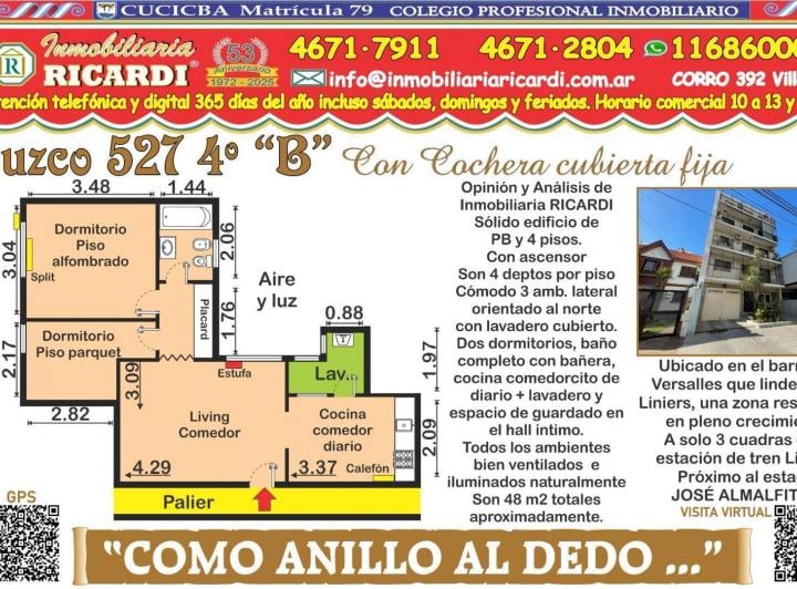 Departamento · 50m² · 3 Ambientes · 1 Cochera