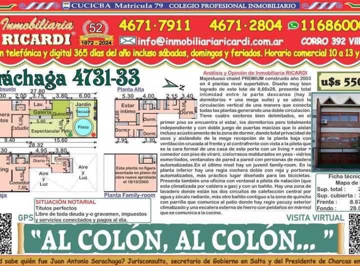 Casa · 370m² · 5 Ambientes · 2 Cocheras