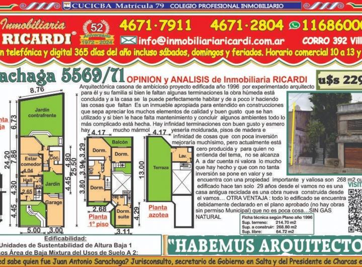 Casa · 268m² · 5 Ambientes · 1 Cochera