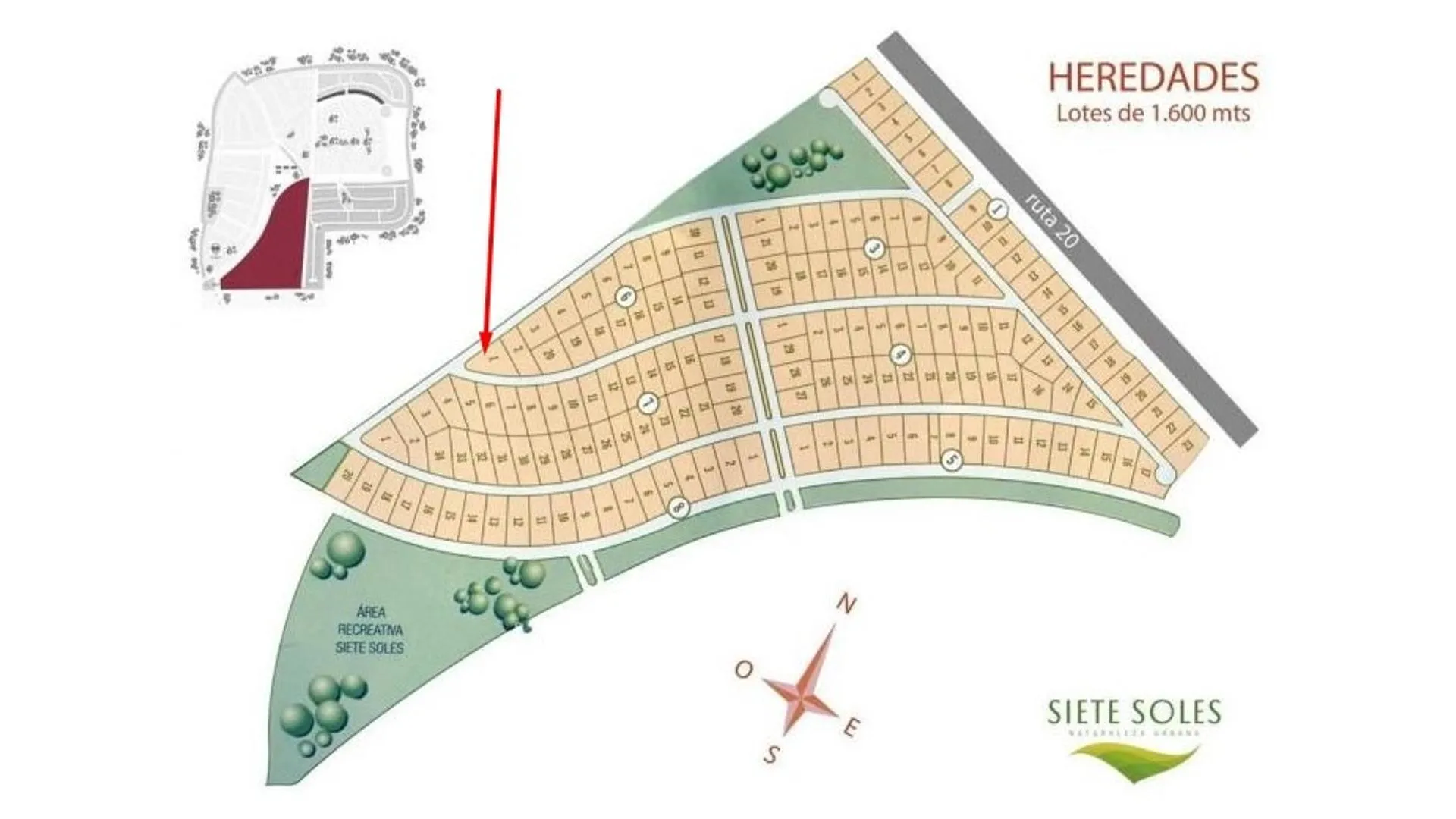 LOTE 1700M2 EN VENTA SIETE SOLES  HEREDADES FONDO NORTE