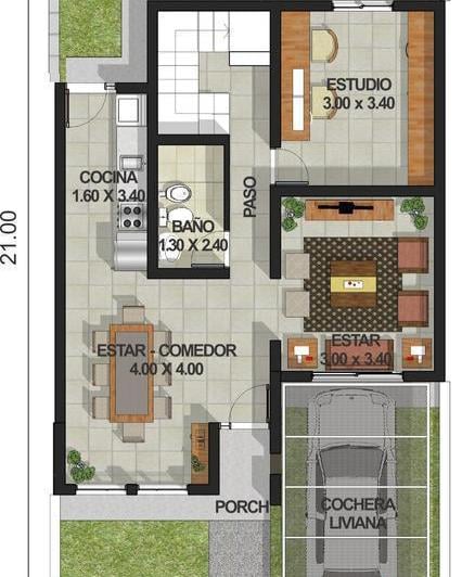 Casa · 50m² · 2 Ambientes · 1 Cochera