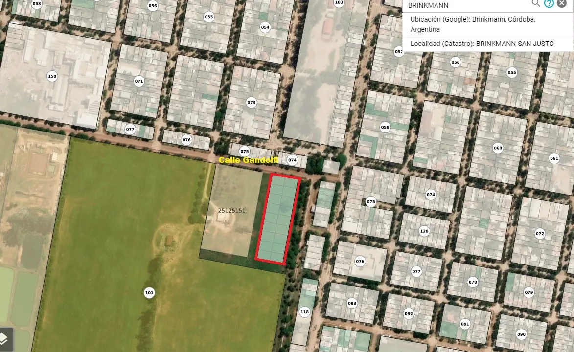 VENDO EN BLOQUE HECTAREA URBANA 18 LOTES DE 550 M2 BRINKMANN - SAN JUSTO - CORDOBA